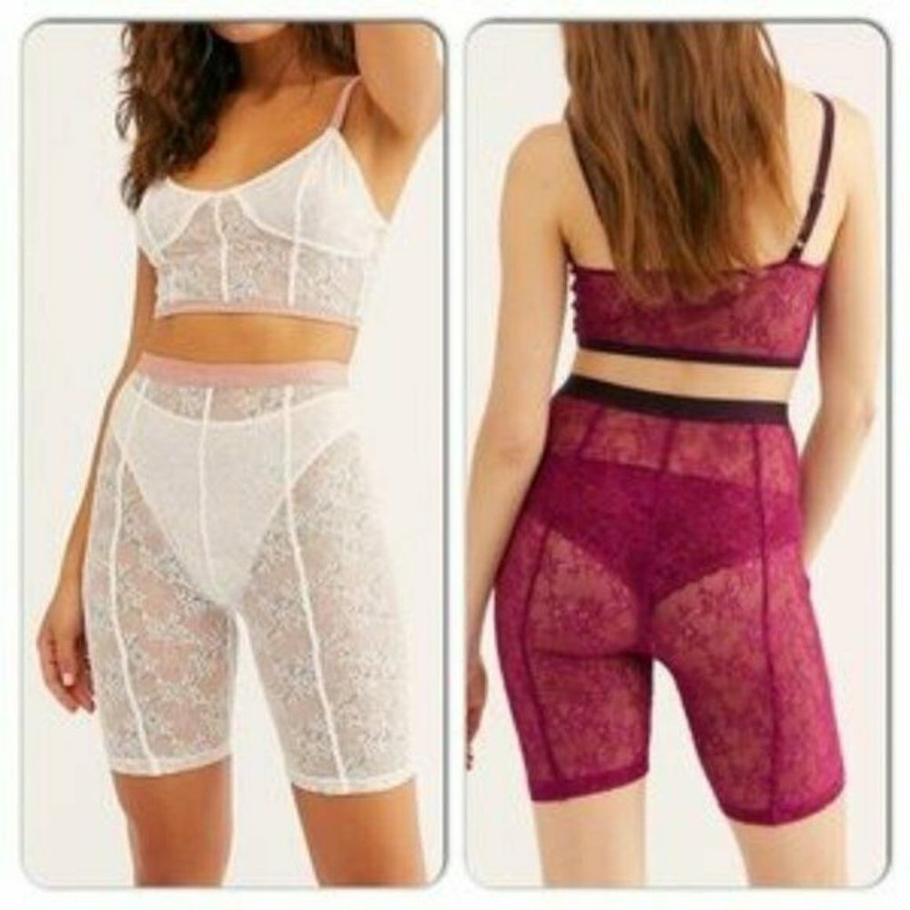 Free People Lucy Lace bike shorts size XS maroon‎